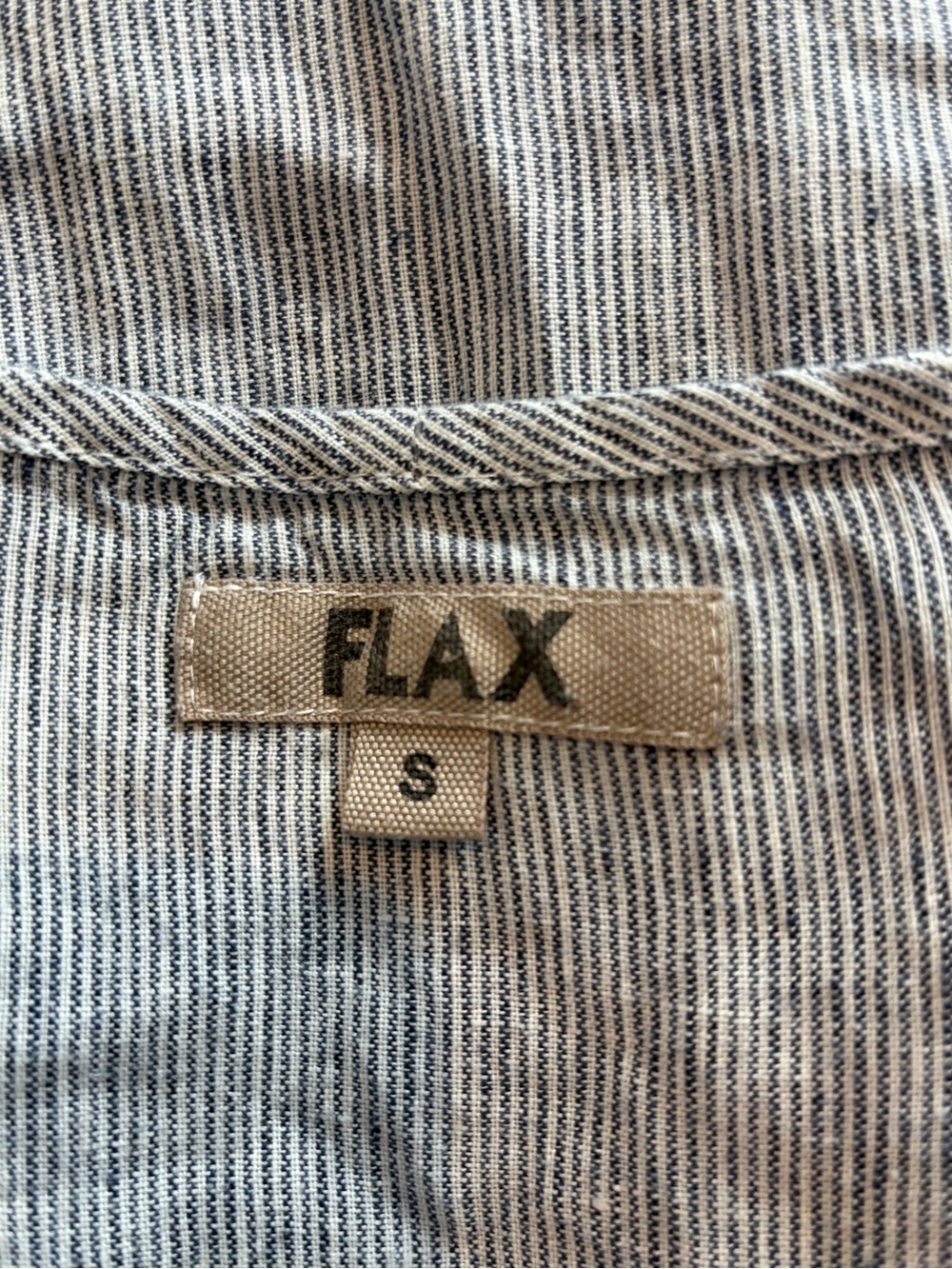 Flax linen Laganlook bohemian stripe grey shift v-neck pockets midi dress small - Picture 2 of 14